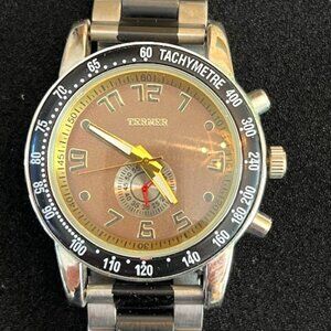 ☀️SALE☀️VINTAGE BIJOUX TERNER Black/Stainless Steel Men's watch-NEW battery
